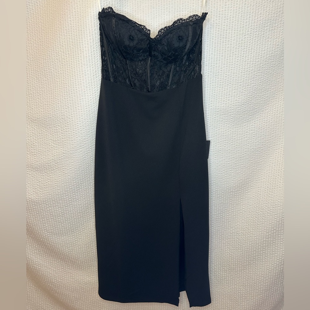Lulu's Women’s Strapless Black Corset Lace Evening Party Dress Size: Large NWT